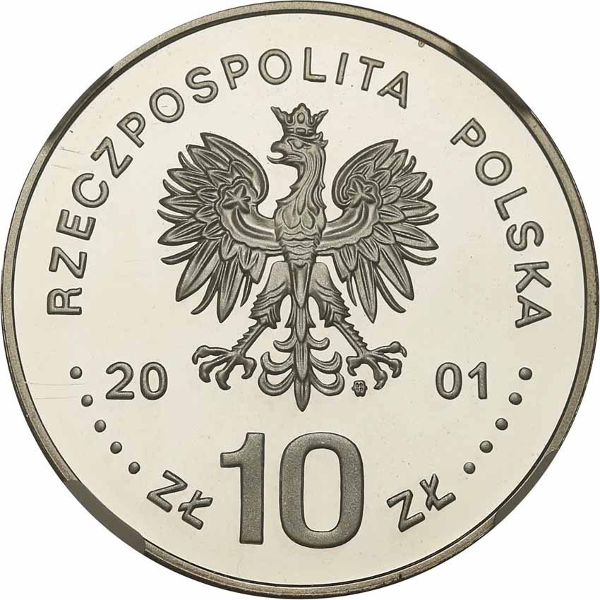 III RP. 10 złotych 2001 Jan III Sobieski popiersie NGC PF69 ULTRA CAMEO